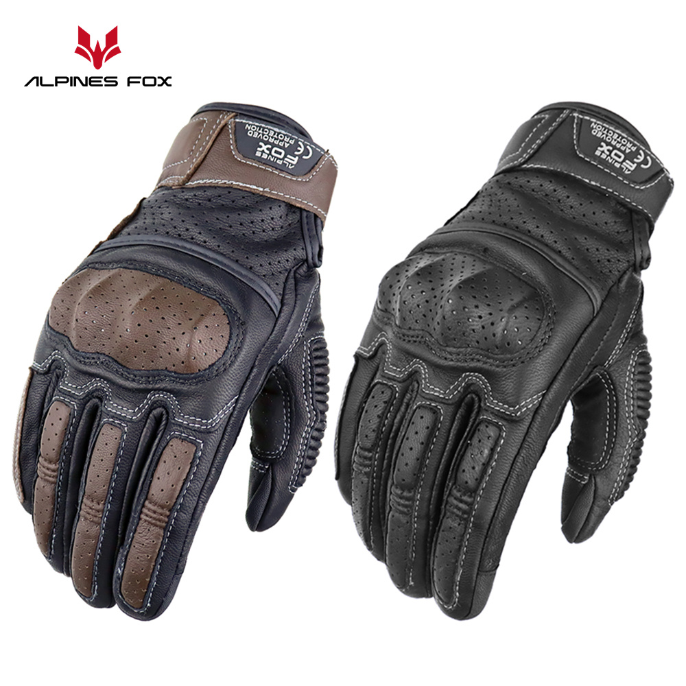 Motorcycle Gear Alpine - قفازات دراجات نارية من الجلد الطبيعي