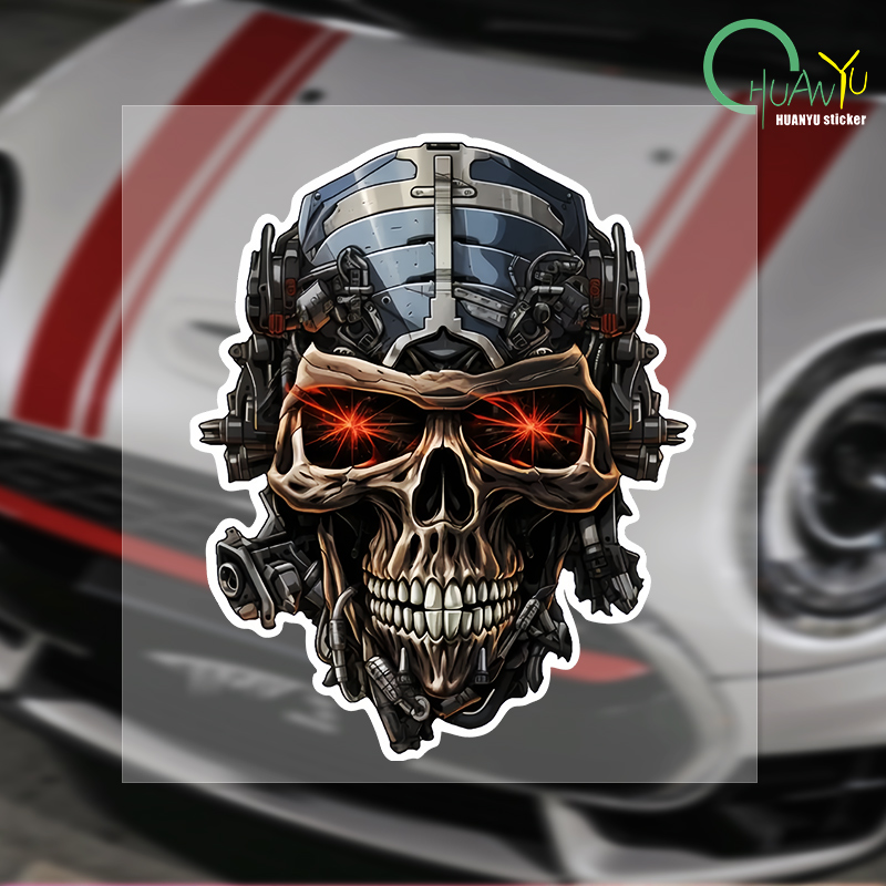 Motorcycle Gear Up - ملصقات رأس هيكل عظمي مقاومة للماء